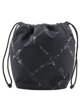 Chanel Travel Line Drawstring Nylon Black Pouch